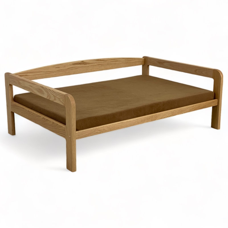 Lit pour chien surélevé Ayra, bois massif, matelas moka, finition noire, petit, Très grand (l 44 po x P 29 po x H 15 po)