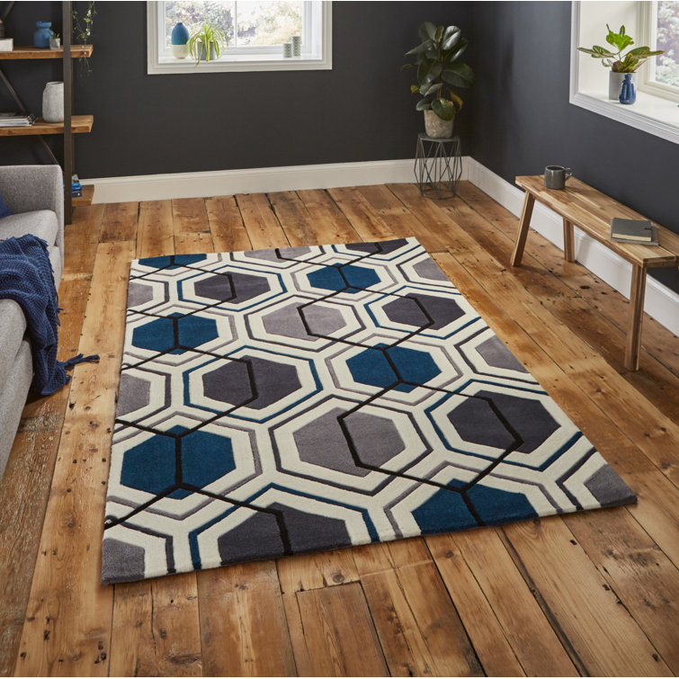 Magheramorne area rug Hand Tufted Rectangle Grey/Navy