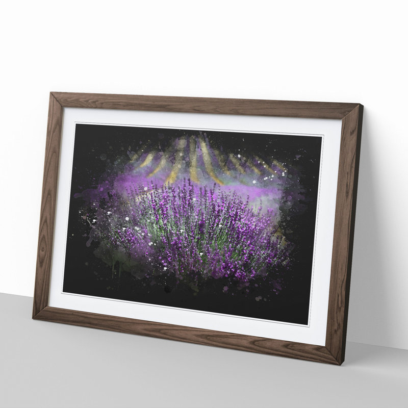 Lavender Vol.3 - Picture Frame Graphic Art, 65cm H x 90cm W x 2cm D, Walnut Framed