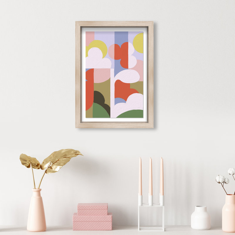 Cloud Pop Framed Graphic Art, 11.5"H x 16.5"W, Natural Oak Shadowbox