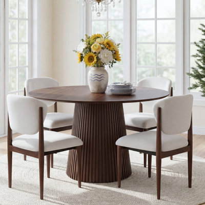 Chynthia 4 - Person Solid Wood Round Dining Set