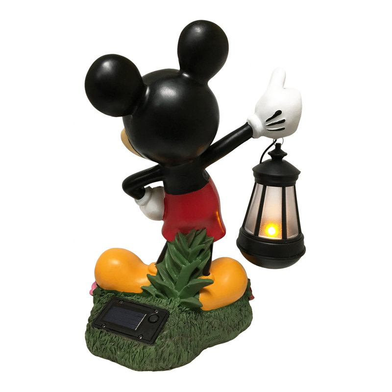 Mickey Mouse Multicolor Resin Solar LED Outdoor Lantern Statue