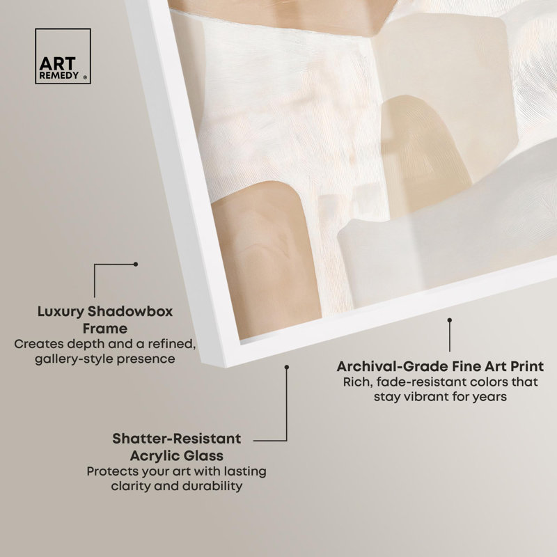 «Two Compositions II Boho Art Shadowbox» par Art Remedy, H 21 po x l 31 po, Blanc
