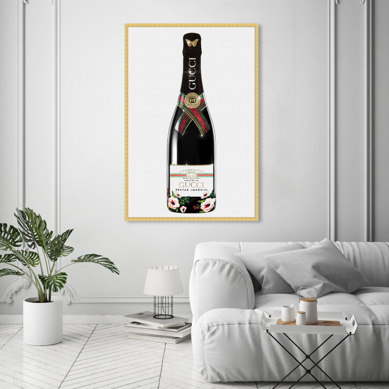 «Italian Mod Champagne - Floater Frame», impression, H 54 po x l 36 po x P 1,75 po, Papier avec cadre doré