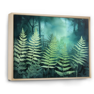 «Green Teal Fern Flowers», impression sur toile