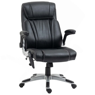 Executive Massage Office Chair With 6 Vibration Points,Heated Faux Leather Computer Desk Chair With Flip-Up Armrest,Adjustable Height,Swivel Wheels -  Inbox Zero, EA278973050D4FB9AB0240347D2A97EE