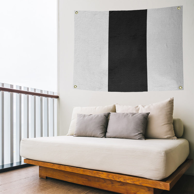 Tapisserie de polyester Baltimore, Blanc / noir jade, H 50 po x l 59 po x P 1 po, Baltimore