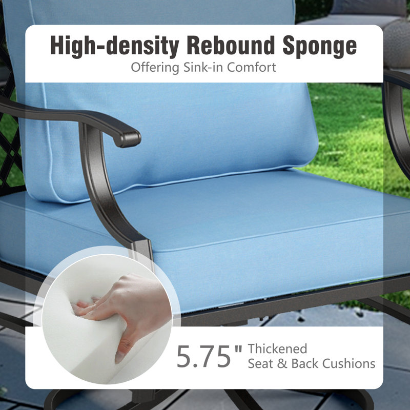 Asfand Outdoor Seating Group with Cushions, Blue, Yes