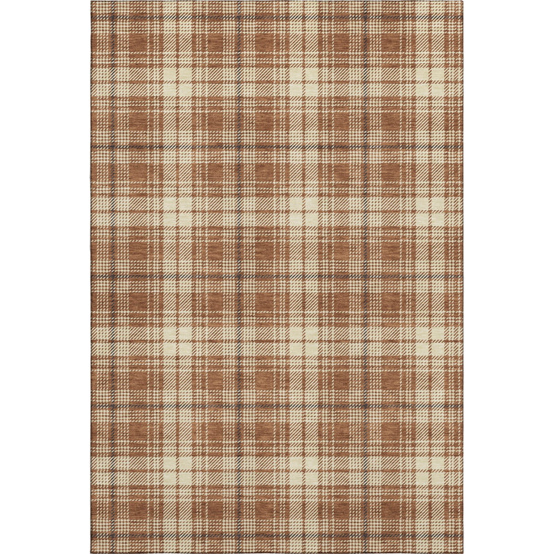 Premium Machine Washable Lyndhurst AMF993 Plaid Rug, Rectangle 5' x 7'6"