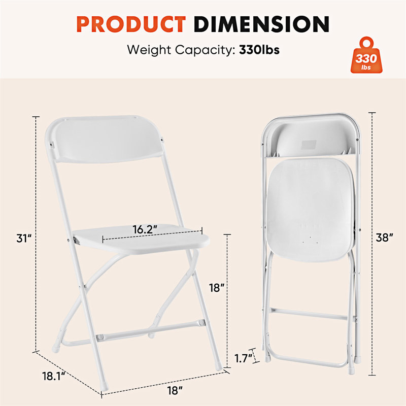 Chaise pliante moderne 10 pièces, Blanc
