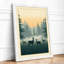 Deer in Misty Forest Scandinavian - Framed Print-226694289-226694291