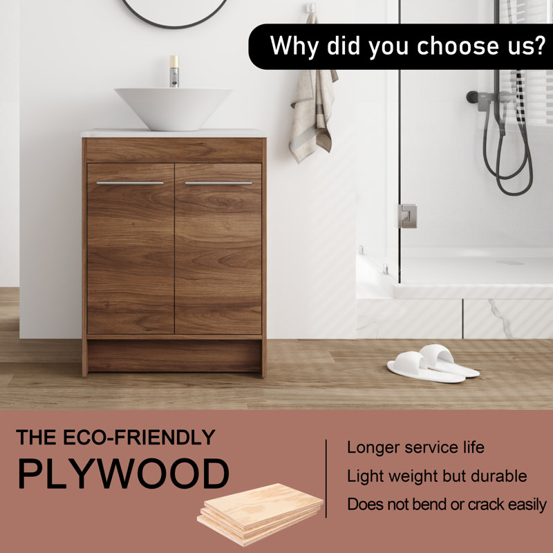 Ensemble de meuble-lavabo simple 23,94 po avec plateau en pierre Katanna