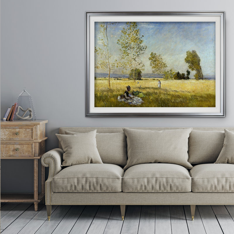 «Meadow at Bezons» par Claude Monet, impression, H 31 po x l 43 po x P 1,5 po, Argent