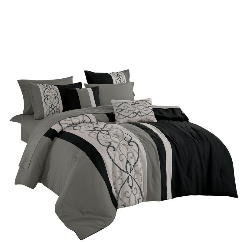 Kezia Luxury 9-piece Complete Bed-in-a-bag Set, King Comforter + 8 Additional Pieces