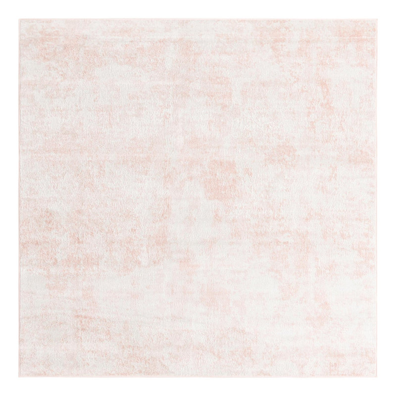 Tapis rose clair / blanc Juliette, Carré 7 pi 10 po