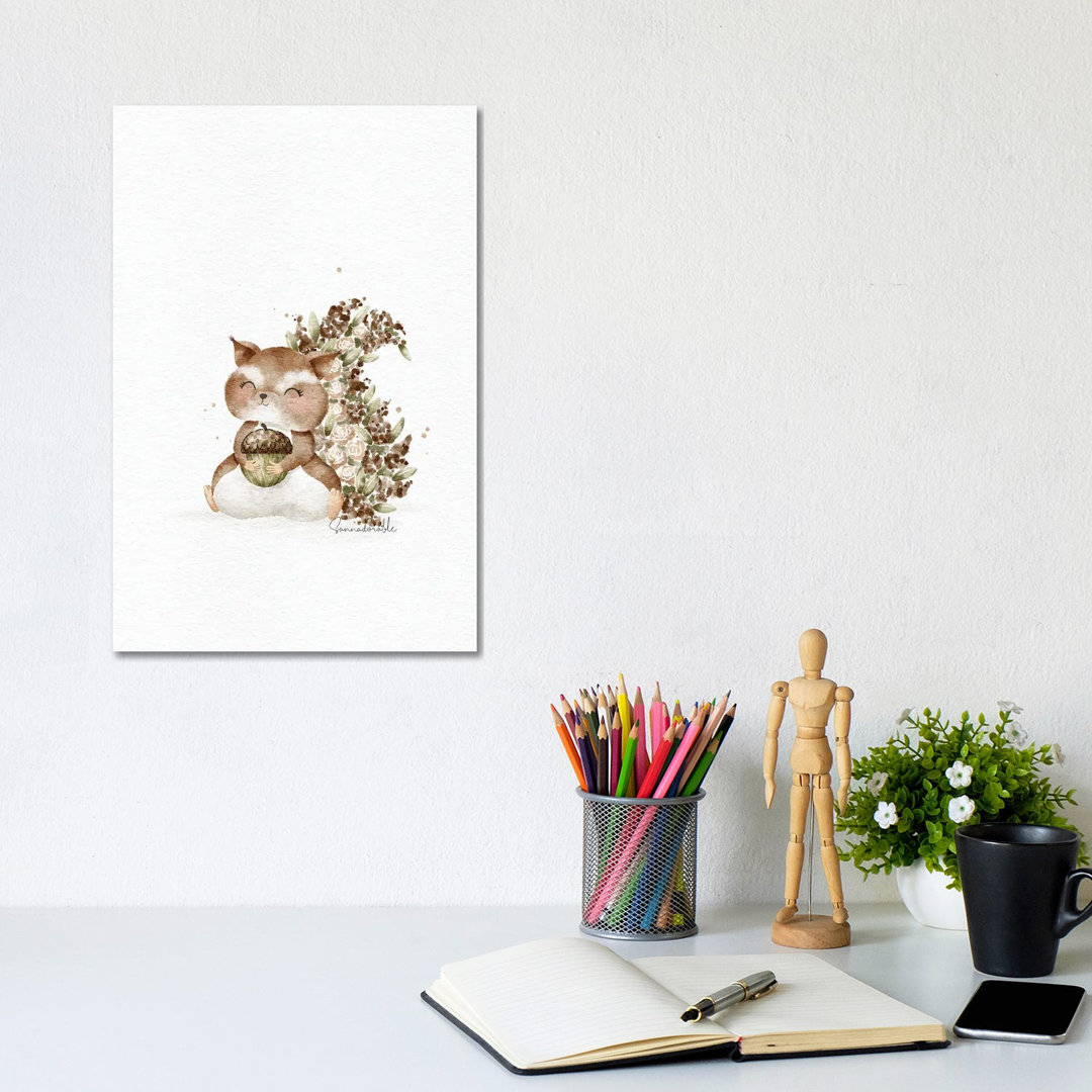 Florales Eichhörnchen von Sanna Sjöström - Galerie-verpackte Leinwand Giclée auf Leinwand