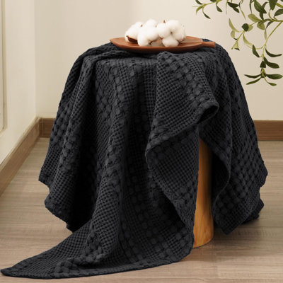 PHF 100% Cotton Waffle Weave Blanket for Bed, Soft Lightweight & Breathable for Spring and Summer, All-Season Comfort, Luxury Aesthetic Blanket for Home Decor