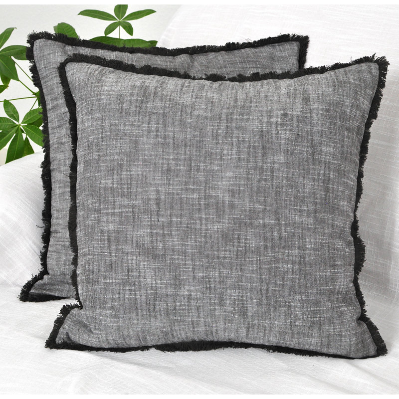 Housses de coussin en coton texturé / Housses de coussin modernes / Taies d'oreiller élégantes, Gris, Carré 22 po, Polyester