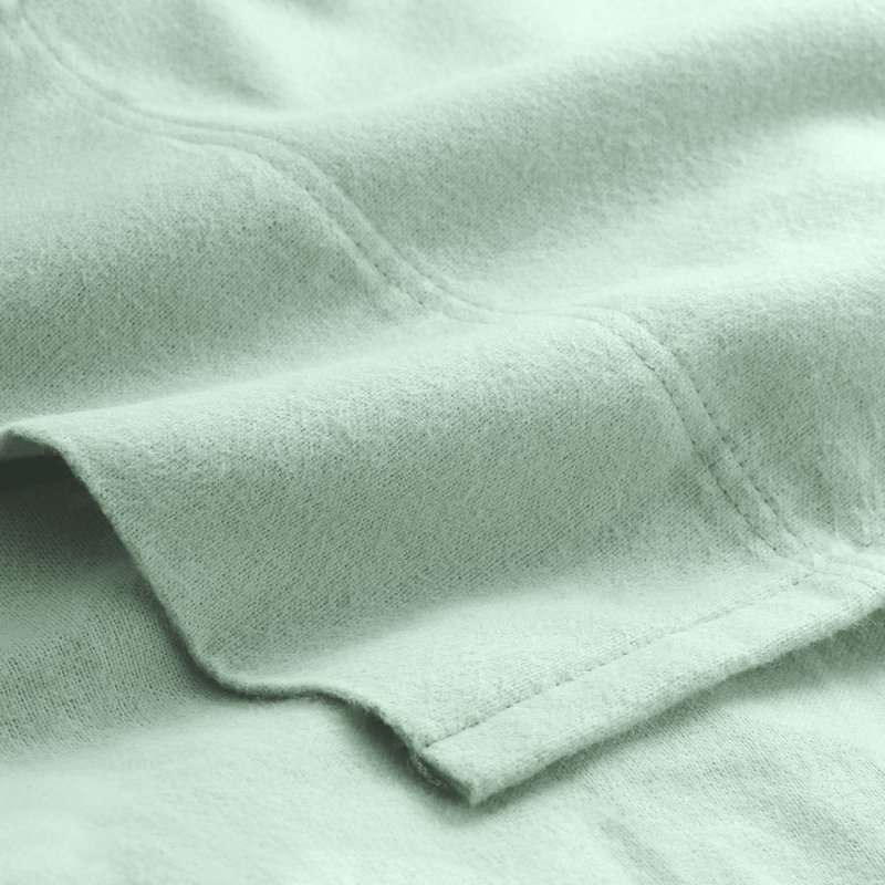 100% Cotton Flannel Sheet Set, King Sheet Set with 2 Pillowcases, Mint