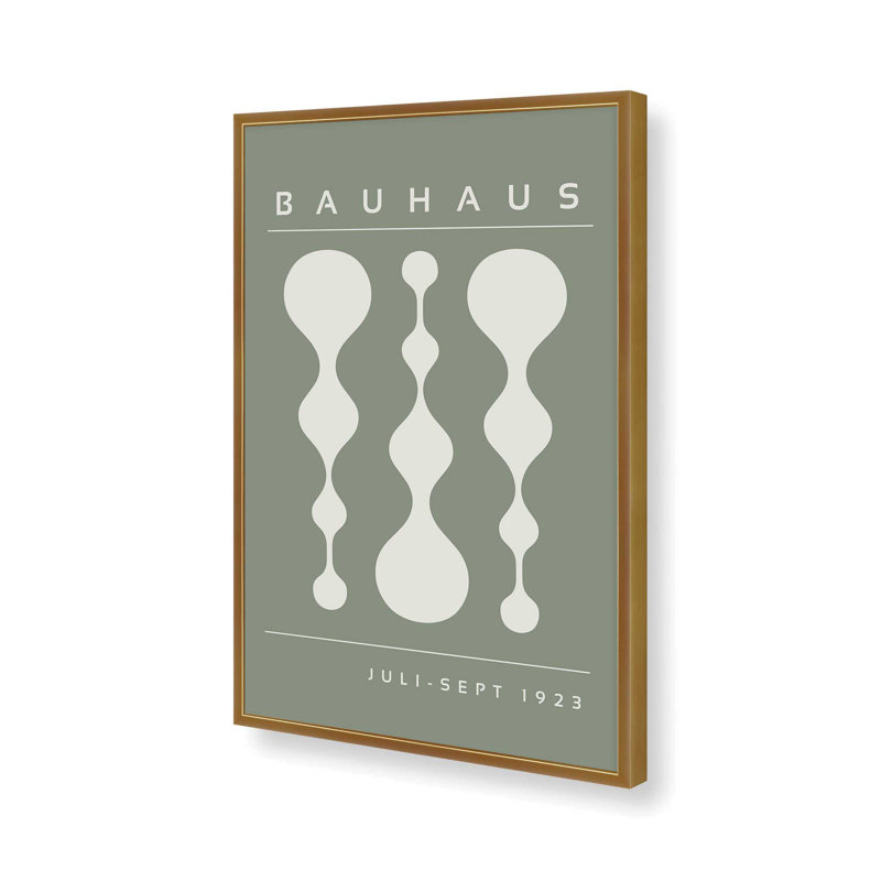 Green Retro Bauhaus Poster II Print, Framed Print without Mat, 17.25" H x 13.25" W x 1.25" D
