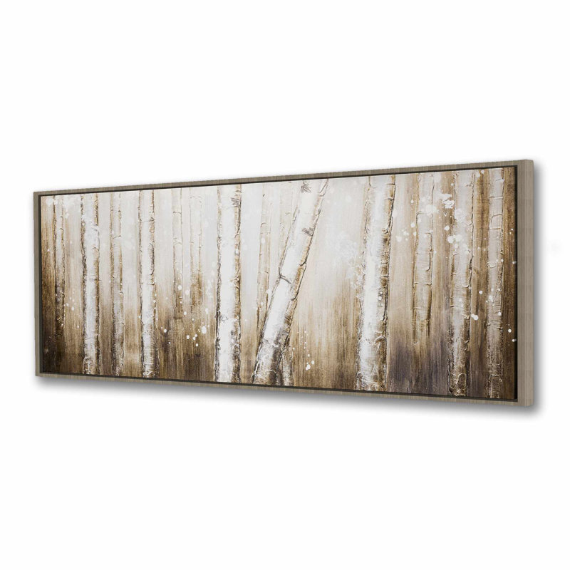 Toile texturée abstraite texturée | Paysage de chambre à coucher avec arbres, H 17,25 po x l 49,25 po