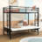 Twin over Full Metal Futon Bunk Bed with Ladders and Guardrails