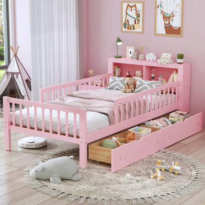 Watsons Size Bed With Headboard Storage Rack, Two Under-Bed Drawers