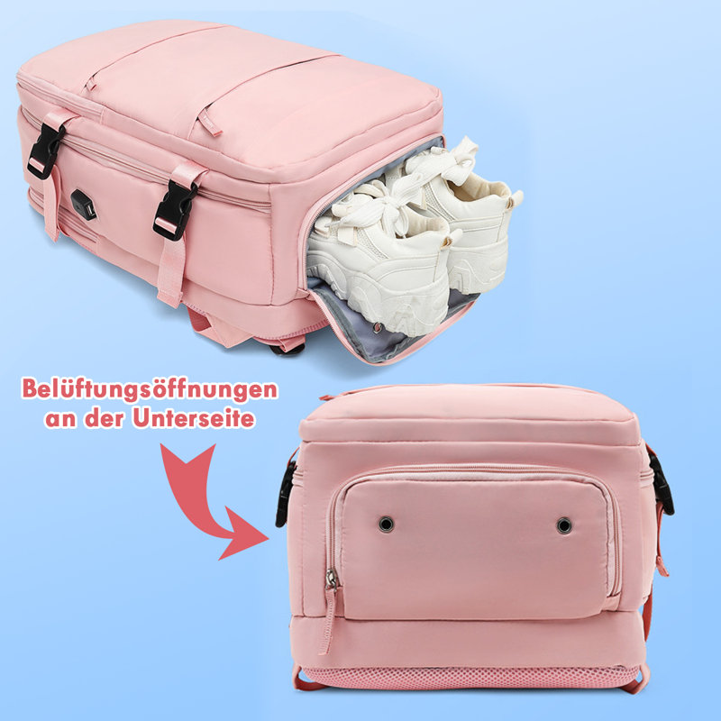 Nylon Picnic Backpack , Service for 1, Pink