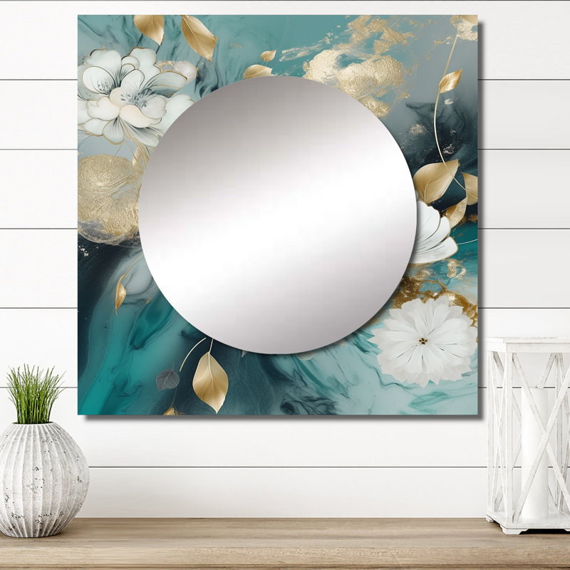 Laurisa - Art mural miroir floral carré pour salle de bain, 29 po x 29 po