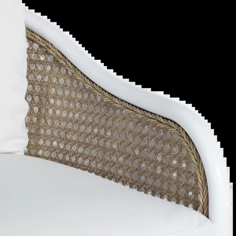 Canapé d'extérieur Havana Cane N-Dura, No welt + Standard fill, Cabana Stripe Midnight, Craie / canne naturelle