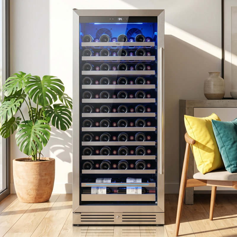 Yeego Singel Zone 23.4" 89 Bottle Wine Refrigerator Freestanding/Build-in Wine Cooler, Left Handed