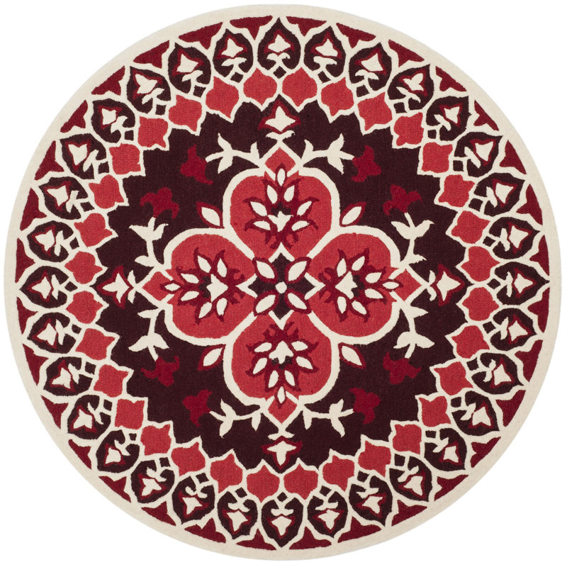 Miu Hand Tufted Wool Floral Rug, Round 5'