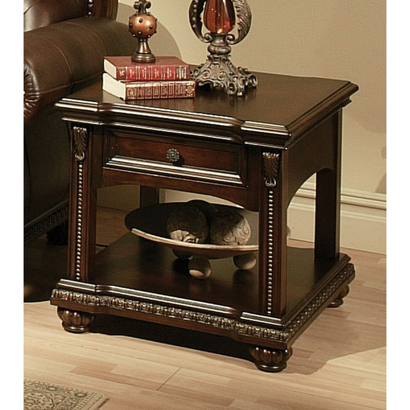 Mejia Solid Wood Top End Table with Storage