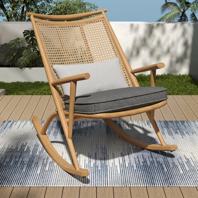Christopher Knight Home 27.8" W x 37.0" D x 35.6" H Iron and PE Rattan Outdoor Rocking Chair