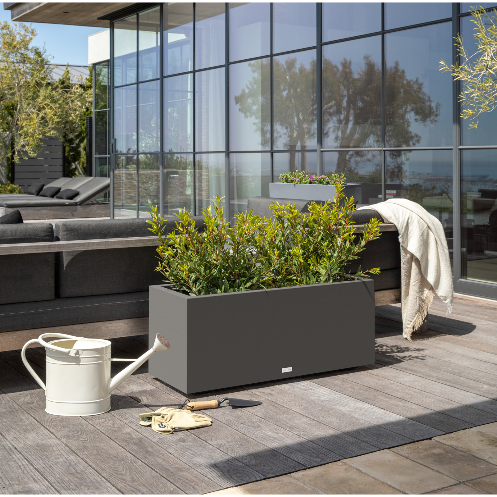 Block Series 38" Planter Box, 16” H x 38” W x 15” D, Gray