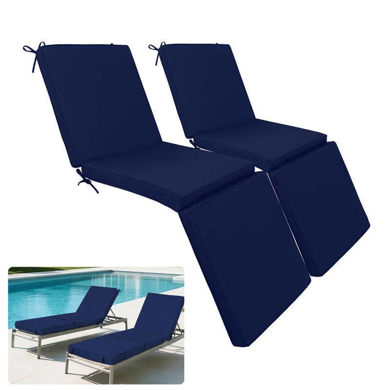 Coussin de chaise longue d'extérieur, ensemble de 2 coussins de chaise longue de patio, housse amovible, coussins de rechange pour chaises longues