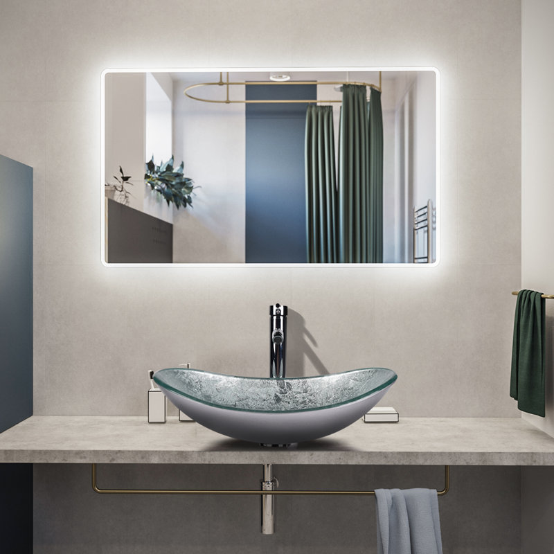 Metro Lane 53.3mm L x 35mm W Glass Specialty Sink with Tap, Silver