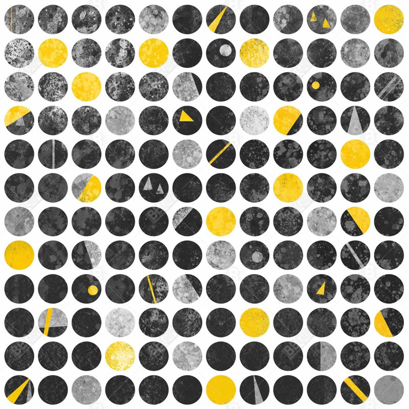 «Grunge Circles», art mural encadré industriel noir, H 37,25 po x l 37,25 po