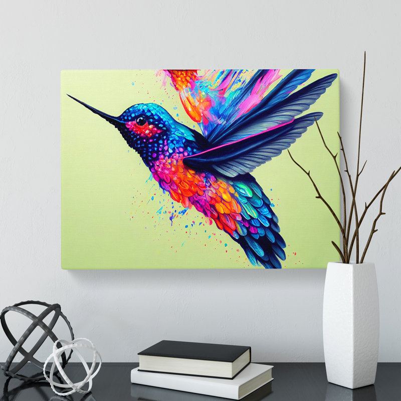 Hummingbird Splatter Vol.2 Abstract - Wrapped Canvas, 35cm H x 50cm W x 3cm D