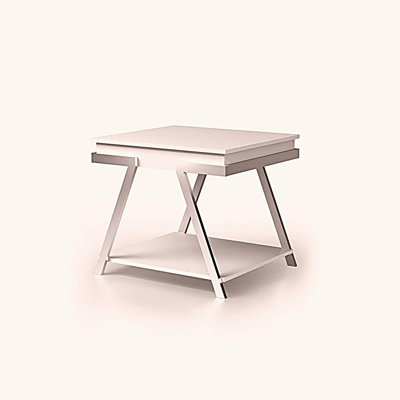 Modern Style White 1-Piece Side Table with High-Gloss Chrome Frame Exquisite Living Room Furniture