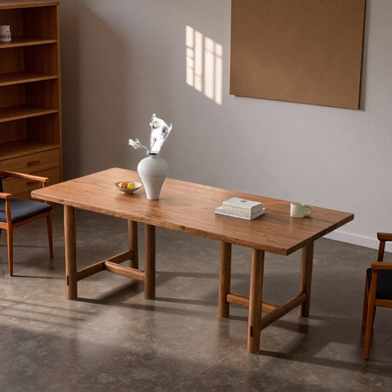 Bureau d'écriture simple brun durable en orme simple, H 29,52 po x l 86,61 po x P 39,37 po