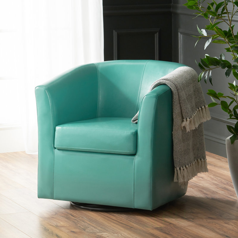  Wilmore 30'' Wide Soft Modern Swivel Upholstered Accent Chair with Curved Backrest for Living Room & Reading Nooks