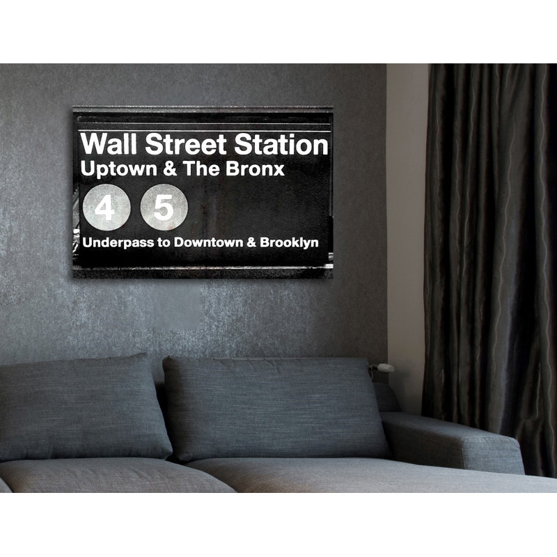 Wall Street Station - Art textuel sur toile tendue, H 10 po x l 15 po