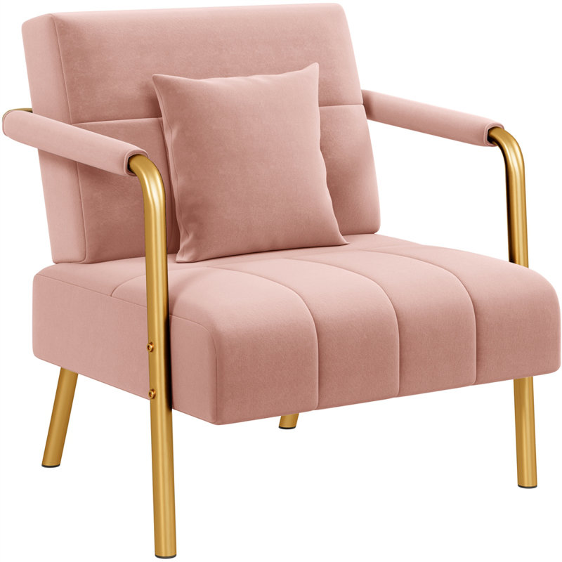 30″ W Accent Armchair with Cozy Pillow, Pink