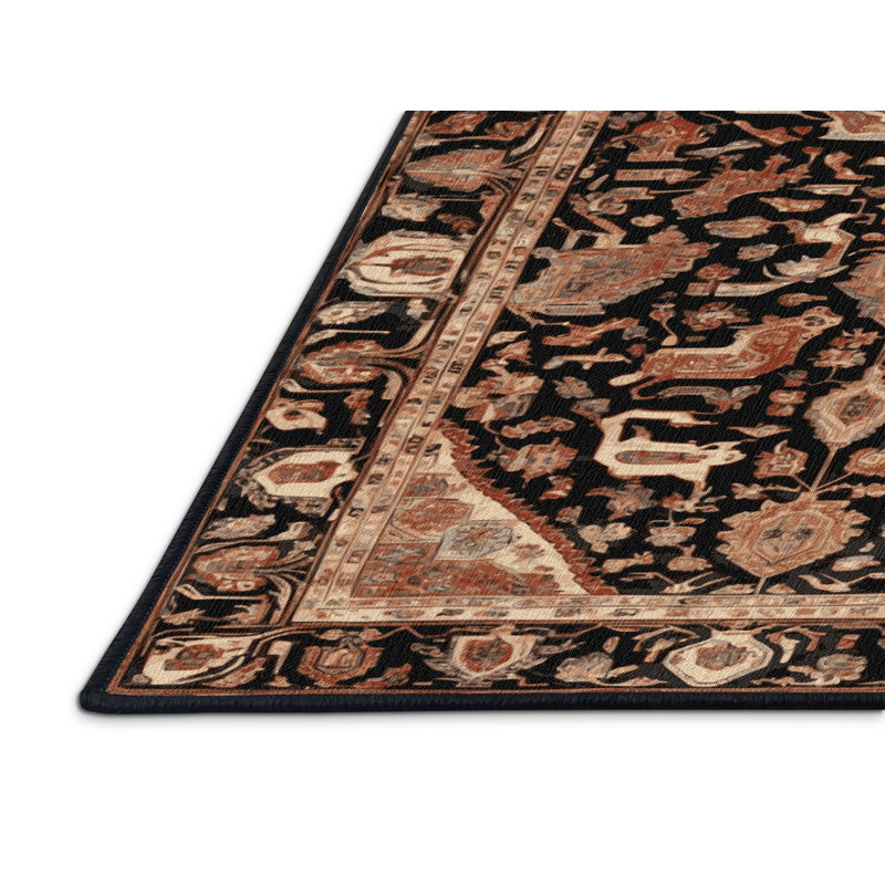 Machine Washable Persian Brown Area Rug, Square 7'