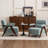 Mid Century Upholstered Arm Accent Chair with Solid Wood Legs-1924109855