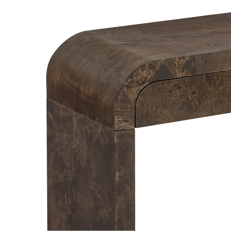 U_STYLE Table d'entrée en bois 60 po avec placage de ronce, Marron foncé