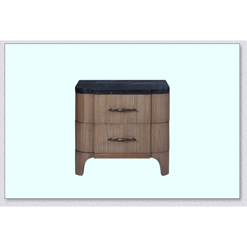 Table de chevet 2 tiroirs (plateau en pierre)