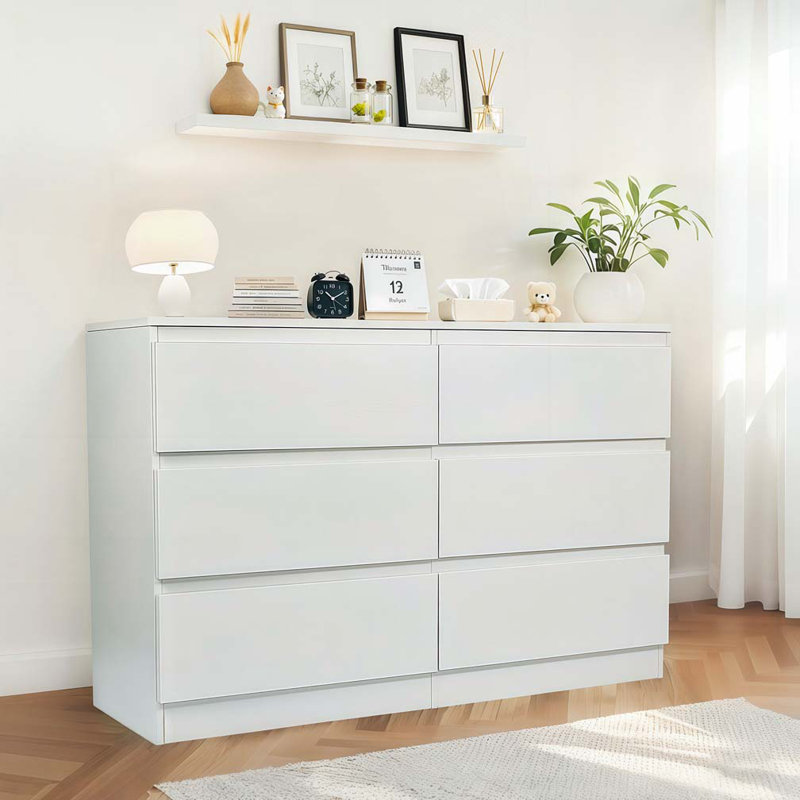 Commode 6 tiroirs, Blanc