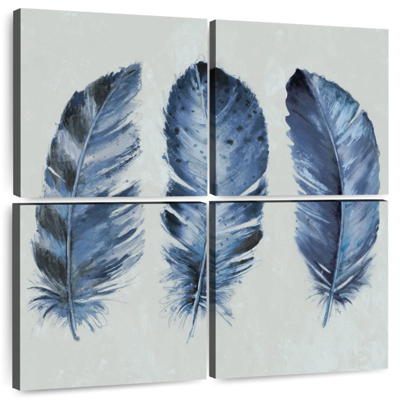 Kerner Indigo Blue Feathers II, 32" H x 32" W